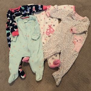 Bundle of 4 baby girl onesies sizes 3-6 and 6 mos